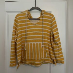 White and Yellow Striped Hoodie